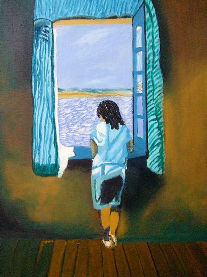 Mujer en la ventana Oil Canvas Figure Painting