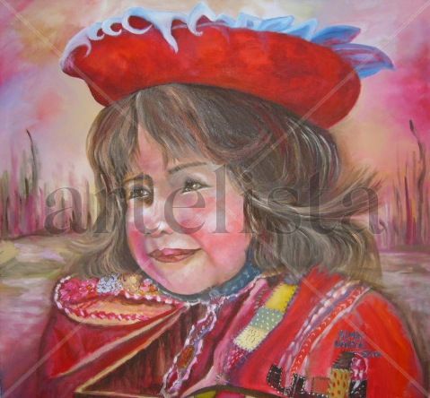 Niña Boliviana Oil Canvas Portrait