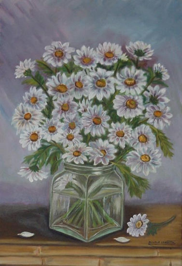 Margaritas Blancas Oil Canvas Floral Painting