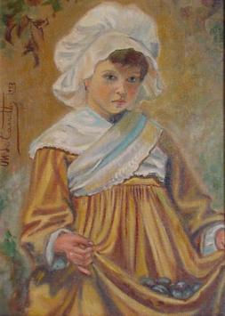 Niña con Ciruelas Oil Canvas Portrait