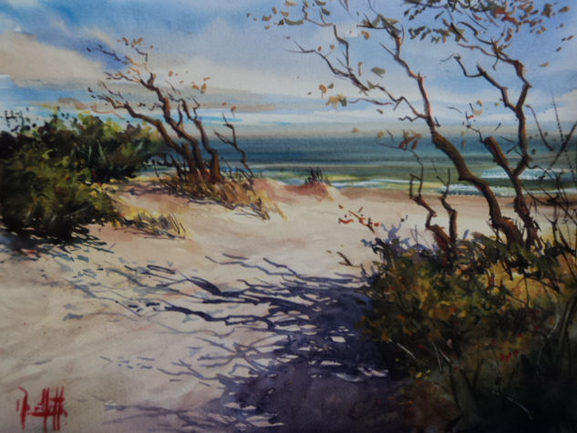 Hacia la orilla - Canelones - Uruguay Watercolour Paper Marine Painting