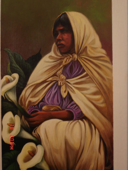 INDIA CON ALCATRACES Oil Canvas Figure Painting