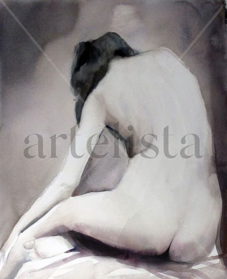 MUJER DESNUDO Watercolour Paper Figure Painting