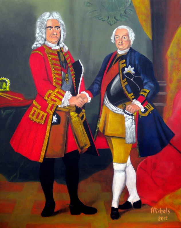 Friedrich Wilhelm I. (rechts) mit August von Sachsen,König von Polen.