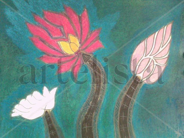 Loto Pastel Paper Floral Painting