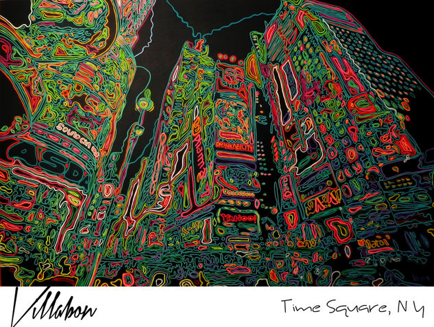 TIME SQUARE NY - CARLOS VILLABON Acrylic Canvas Landscaping