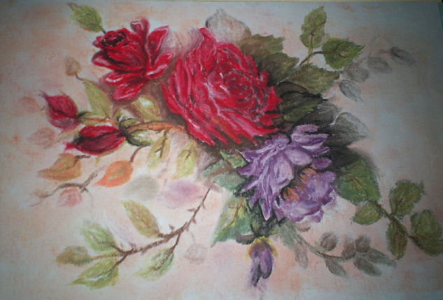 ROSAS AL PASTEL Pastel Paper Floral Painting