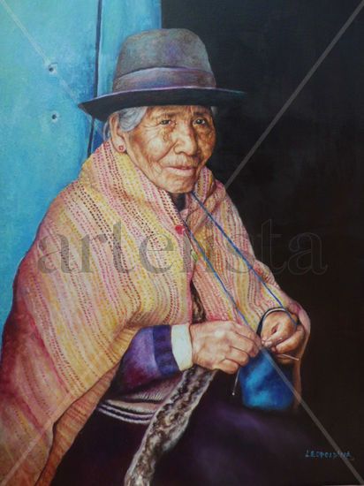 Mirada Ancestral Oil Canvas Portrait