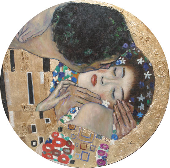 copia beso klimt. Oil Canvas Figure Painting