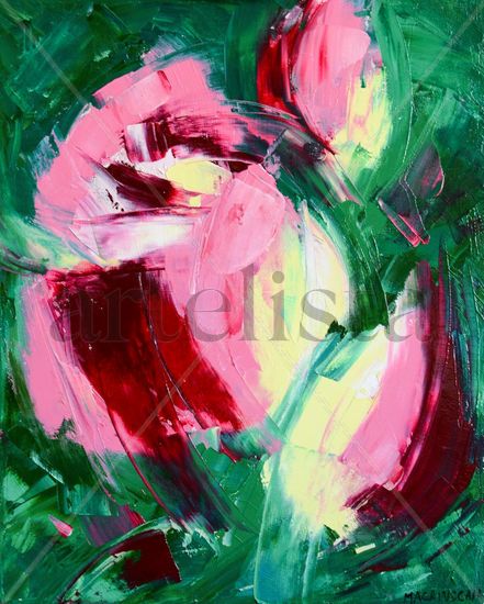 Roses III Oil Canvas Floral Painting