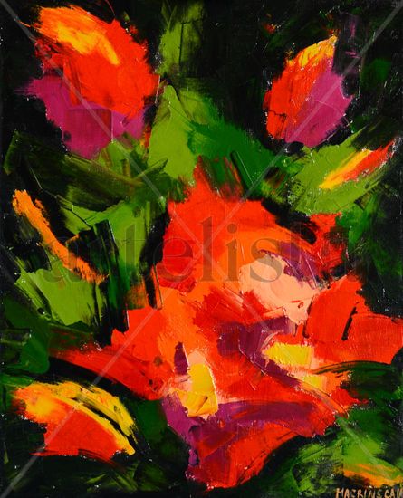 Rosas IV Oil Canvas Floral Painting