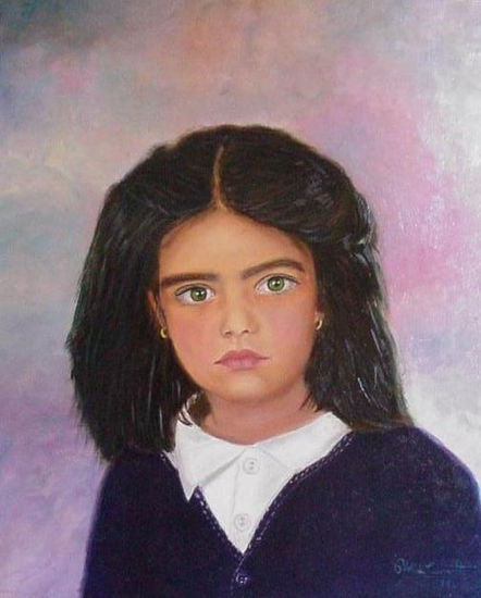 Mi hija niña Oil Canvas Portrait