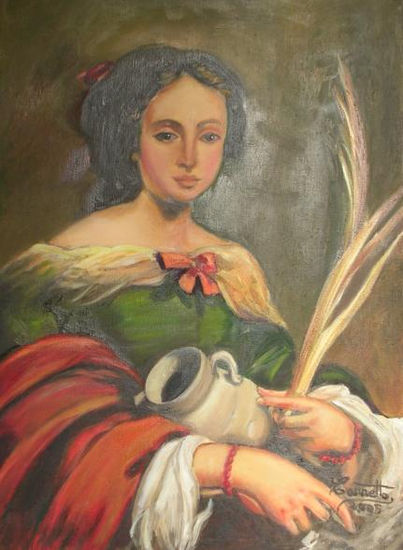 Santa Rufina (Homenaje a Murillo) Oil Canvas Portrait