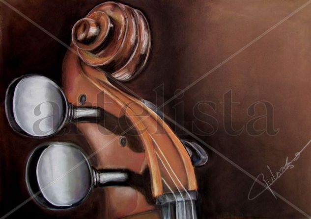 Violonchelo Pastel Papel Figura