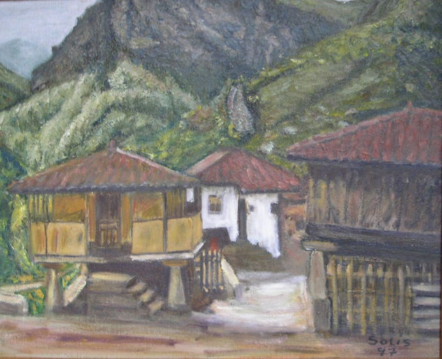 Casas de Pigueña 2 Oil Canvas Landscaping