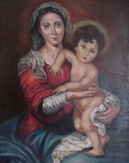 Virgen y niño Oil Canvas Portrait