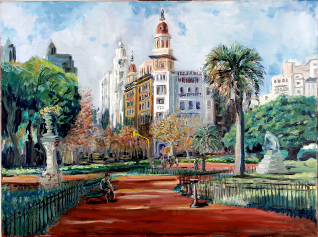 La plaza del Congreso Óleo Tela Paisaje