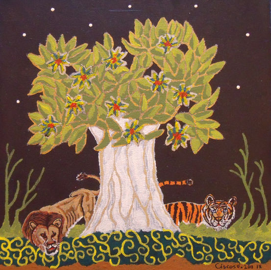 El árbol de la vida y la muerte Acrylic Panel Animals