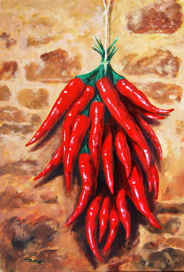 pimientos rojos Oil Canvas Still Life Paintings