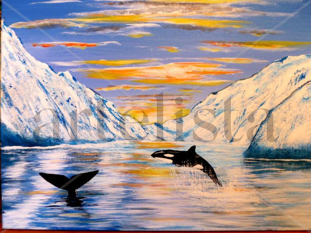 orca saltando Acrylic Canvas Landscaping