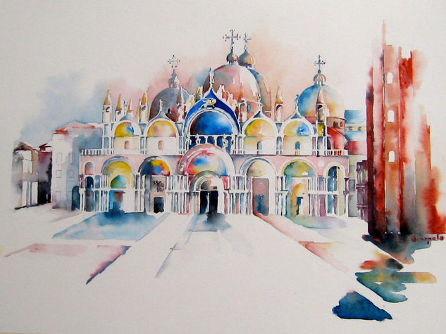 San Marco, by Amapola Herrera Watercolour Card Landscaping