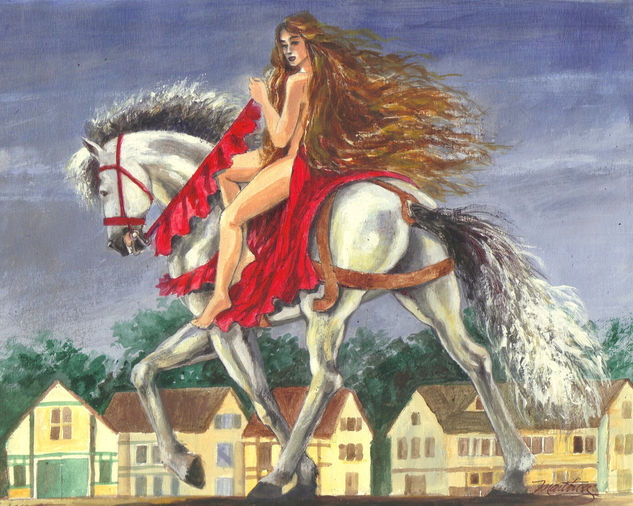 Lady Godiva3 Acrílico Lienzo Desnudos