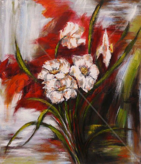 Quinteto Acrylic Canvas Floral Painting