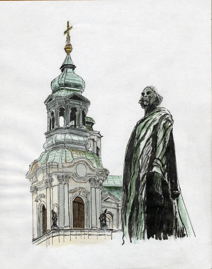 Monumento a Jan Hus Técnica Mixta