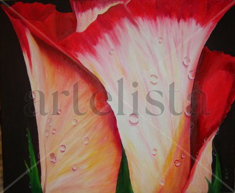 rosa novembre Oil Textile Floral Painting