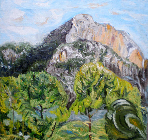 Peña rubia y verde Oil Canvas Landscaping