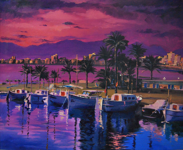 atardecer en la bahía Oil Canvas Marine Painting