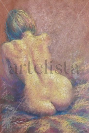 Desnudo femenino de espalda Pastel Papel Desnudos