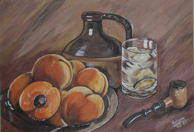 Bodegon con Pipa Acrylic Canvas Still Life Paintings