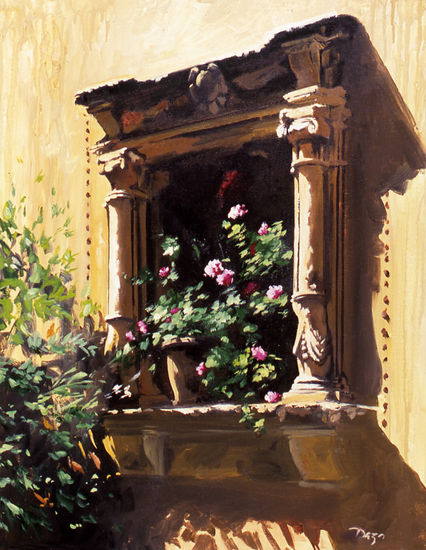 ventana llena de flores Óleo Lienzo Floral