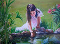 niña pescando ranas