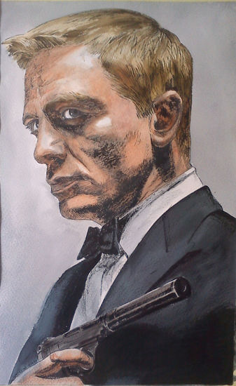 bond,james bond Watercolour Paper Portrait