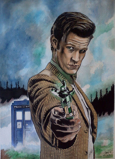 doctor who Acuarela Papel Retrato