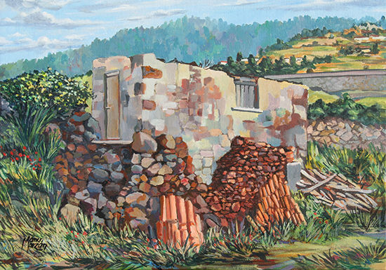 "Pajero en ruinas, (Mirca) La Palma Acrylic Canvas Landscaping