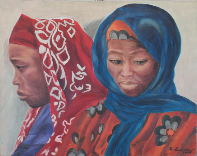 Mujeres de Nigeria Óleo Tabla Retrato