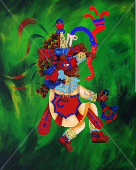 QUETZALCOATL (SERPIENTE EMPLUMADA) Acrylic Canvas Figure Painting