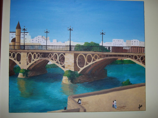 puente triana Francis Luna Óleo Lienzo Paisaje