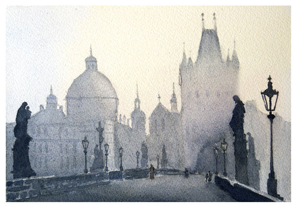 El puente de Carlos- Praga Watercolour Paper Landscaping