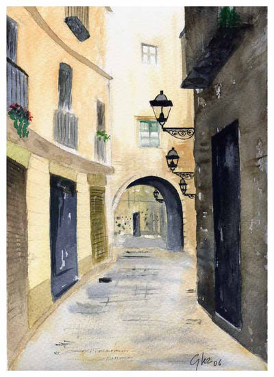 Arco del Barrio Gótico (Barcelona) Watercolour Card Landscaping