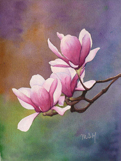 Magnolias Watercolour Paper Floral Painting