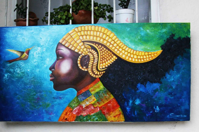 Diosa negra Oil Canvas Portrait