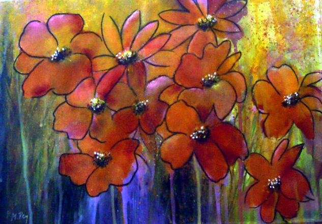 Pétalos IV Media Mixta Papel Floral