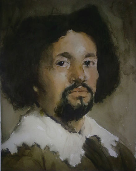 Juan Pareja de Velázquez Acuarela Papel Retrato