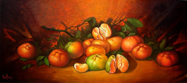 Bodegón de mandarinas Acrylic Canvas Still Life Paintings