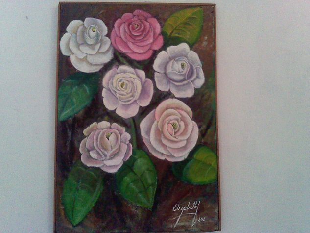 rosas blancas Oil Canvas Floral Painting