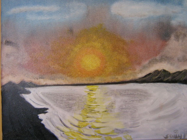 Atardecer en el salar Oil Canvas Landscaping